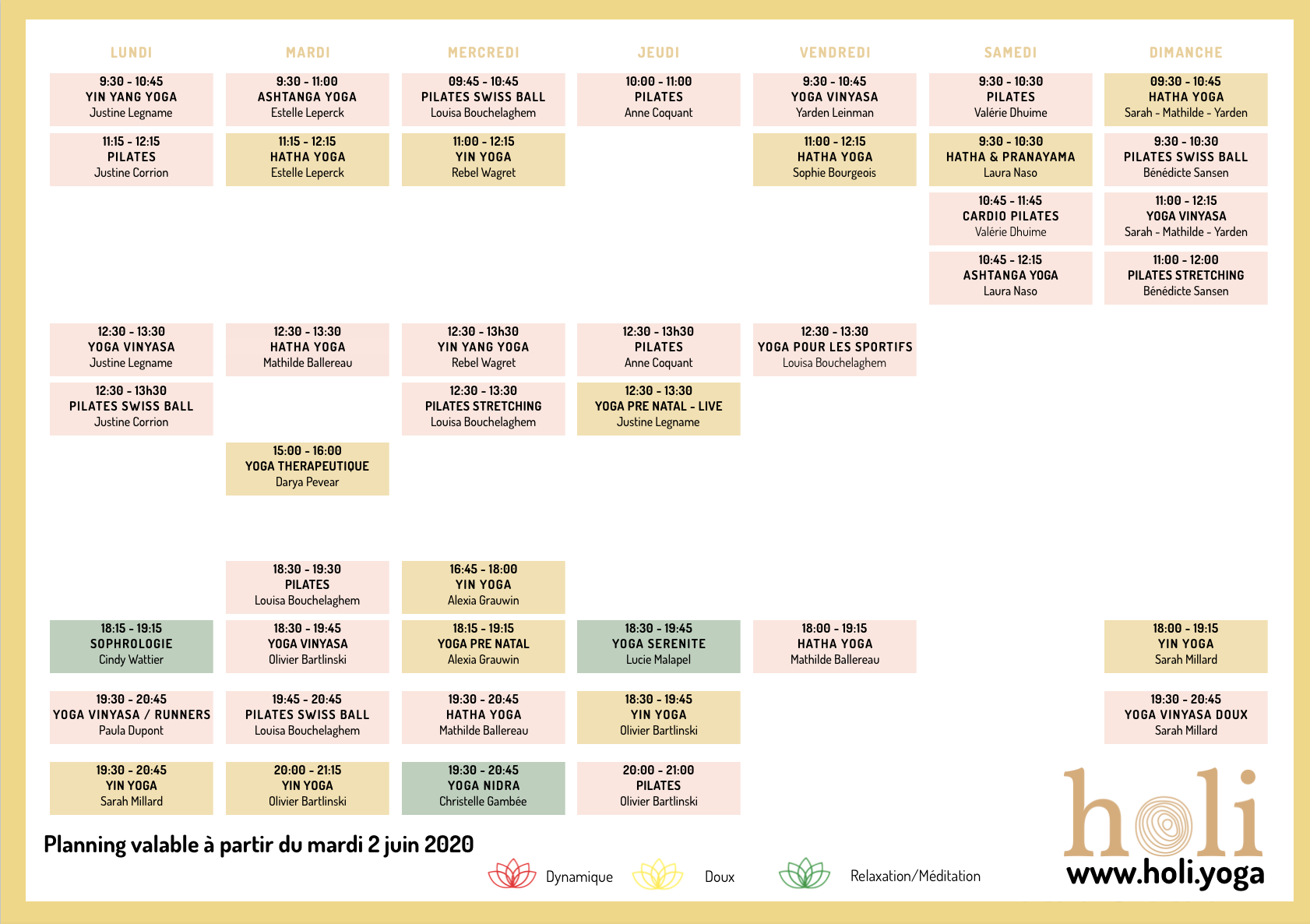 Planning cours 23 juin 2020